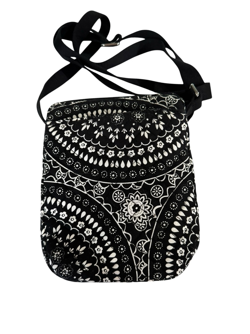 Vera Bradley Mini Hipster Black White Floral Crossbody Bag Purse - Picture 8 of 8